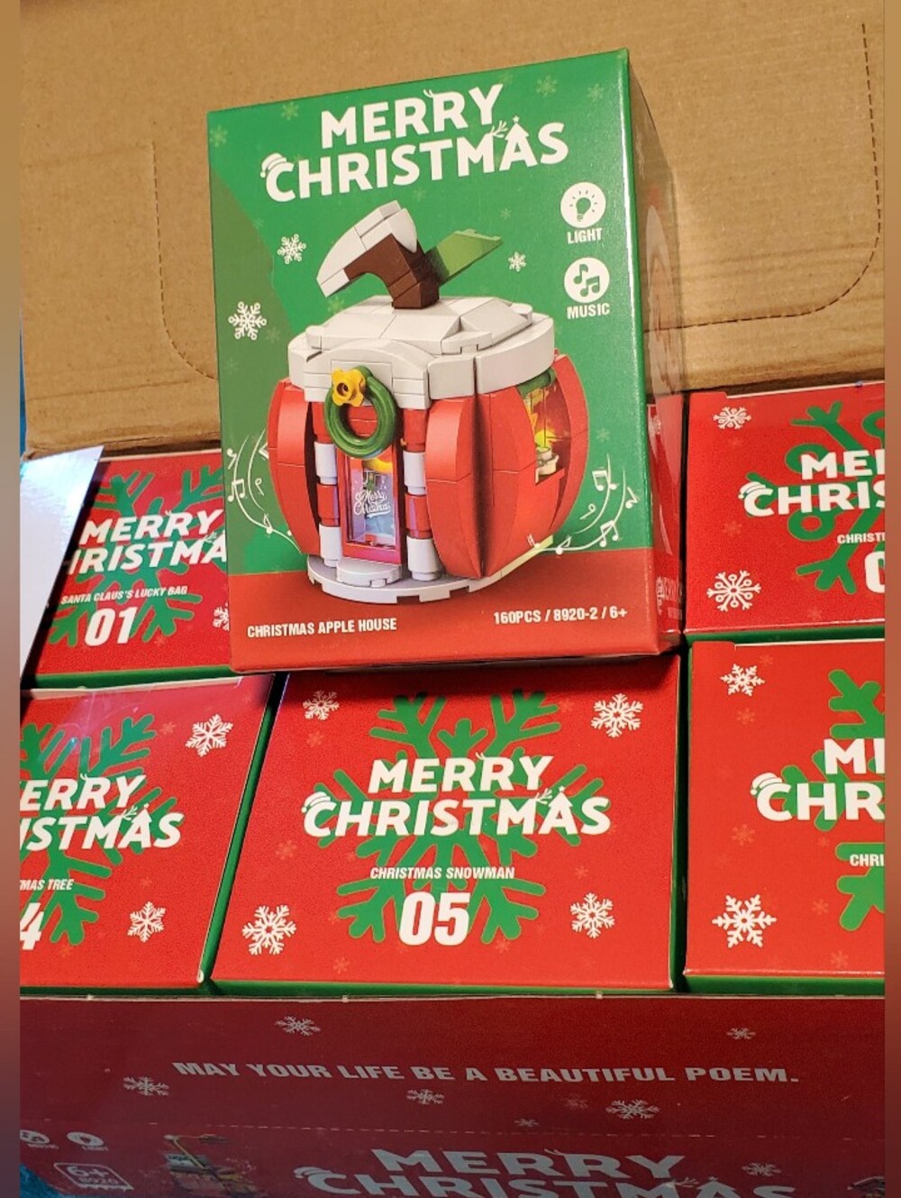 Building Block Chrismas Desktop Decorations 6 Pk.